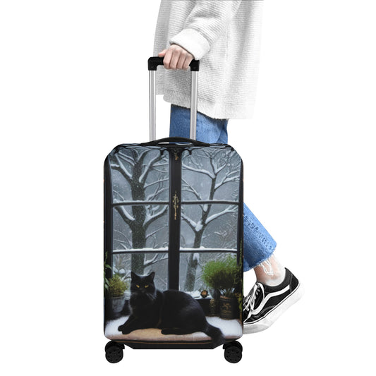 Polyester Suitcase Cover With A Gothic Cat 